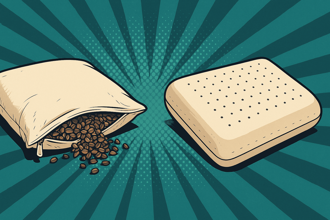buckwheat vs cotton batting vs memory foam vs polyester bolster filling cross section diagram