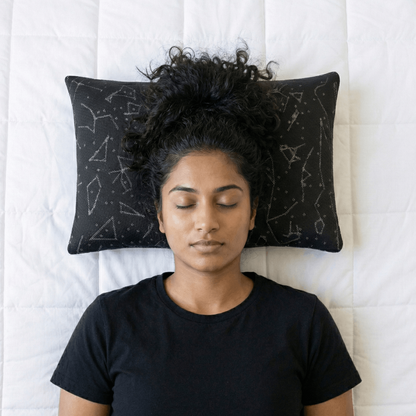 Back Sleeper on Premium Buckwheat Pillow with Galaxy Design Tencel Cover