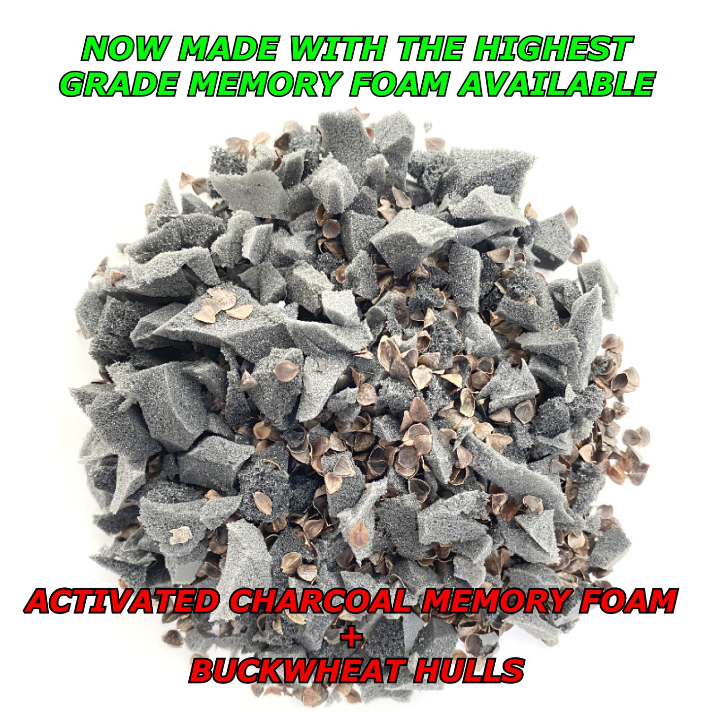 Hybrid Buckwheat and Memory Foam Pillow with Bamboo Cover - Foam Mix Closeup