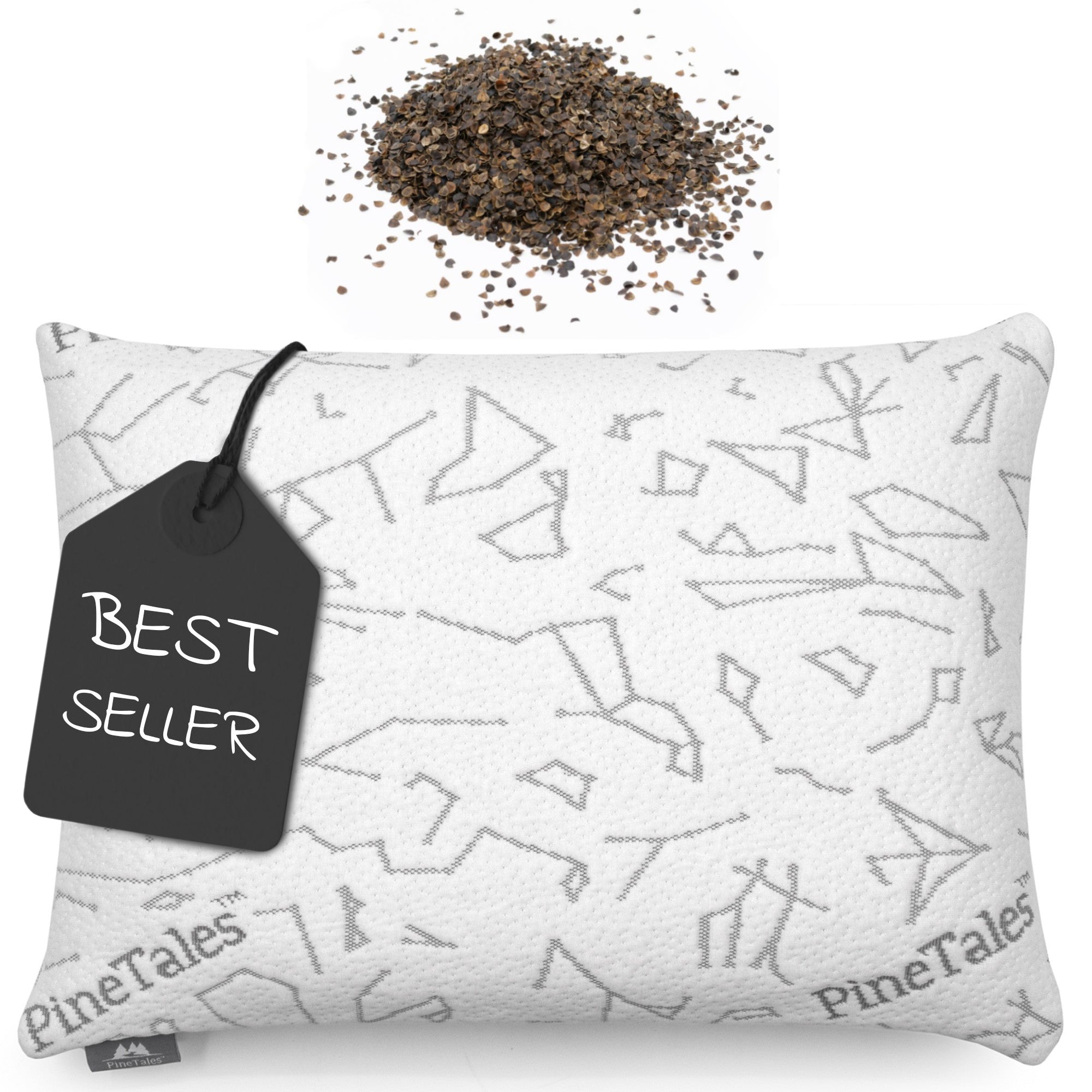 Buckwheat Pillow Model with Designer Bamboo Pillowcase by PineTales