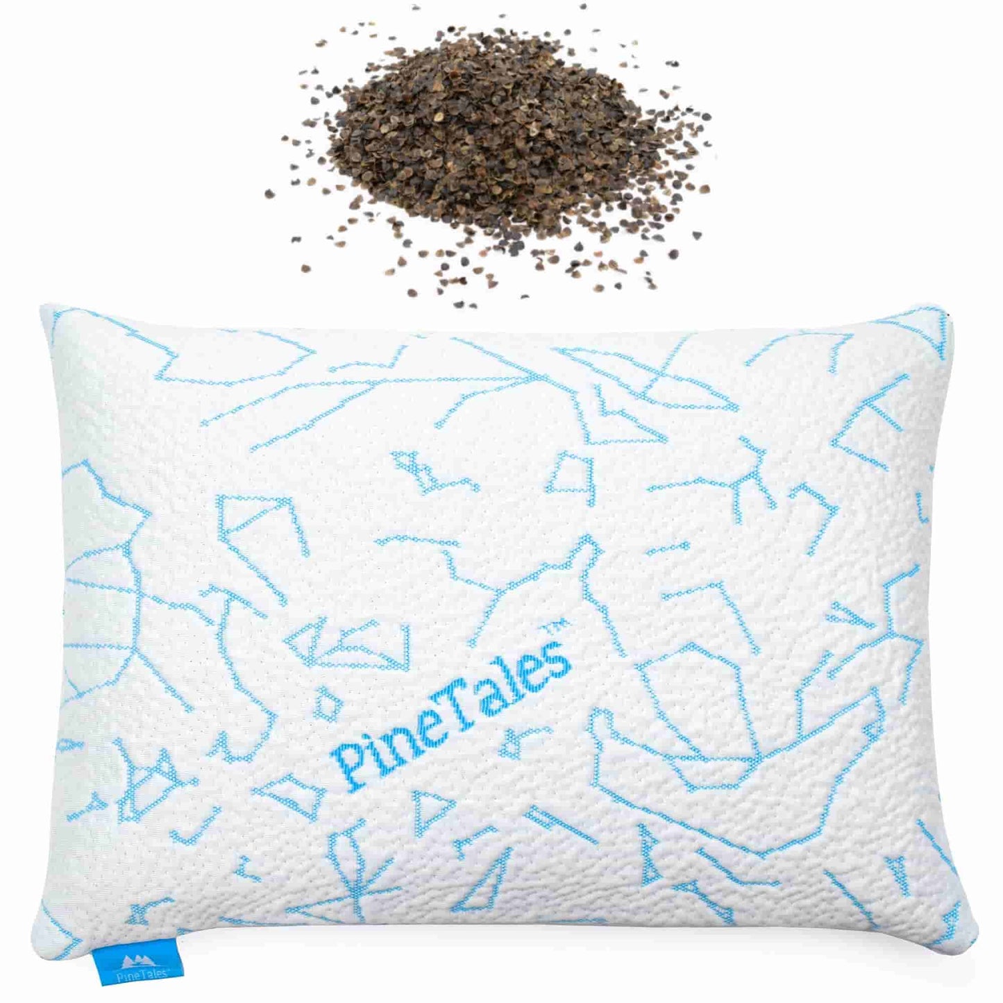 Premium Buckwheat Pillow for Hot Sleepers – Star Constellation Design with Cooling Pillowcase