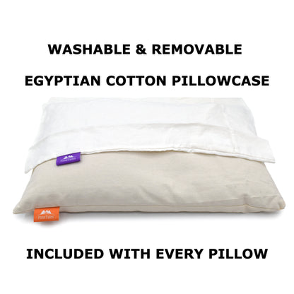 Washable and removable Egyptian cotton pillowcase with included with every signature edition buckwheat pillow 