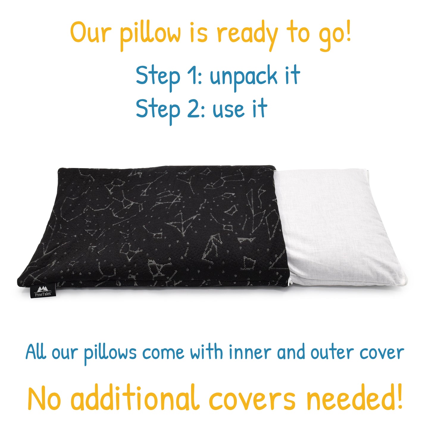 Inner and Outer Cover Combo explained of the black tencel premium buckwheat pillow model