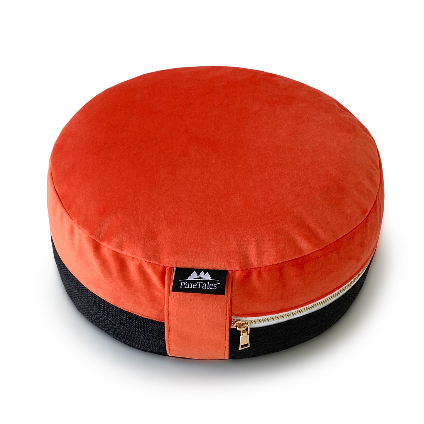 Meditation Pillow - Zafu Edition in Arizona Orange with Velvet Seating Area and Cotton Bottom