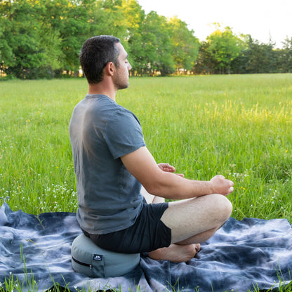 Outdoor Meditation Pillow by PineTales being used outside