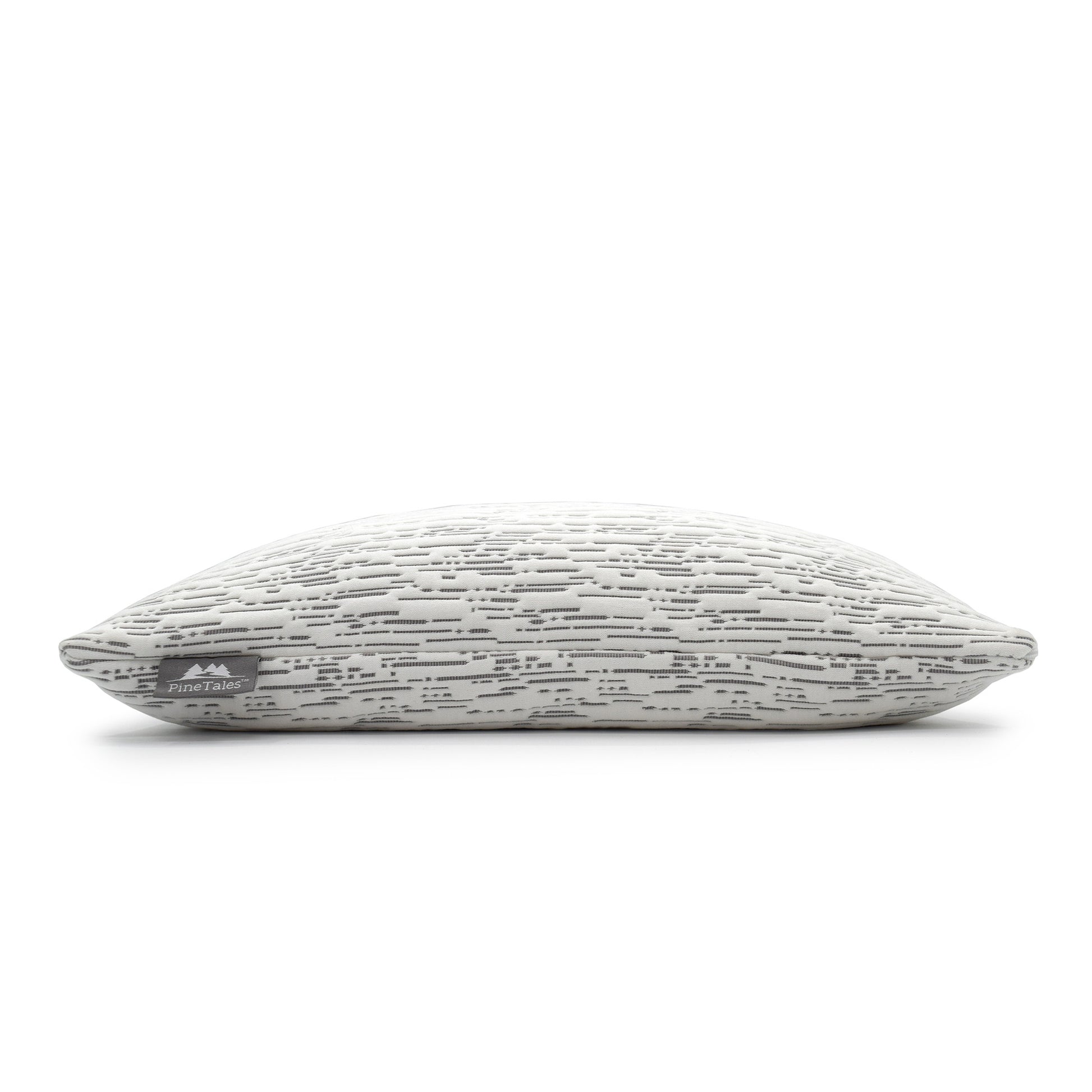 Buckwheat Hull Pillow with Matrix Design Bamboo Cover - Profile View Showing Pillow Height