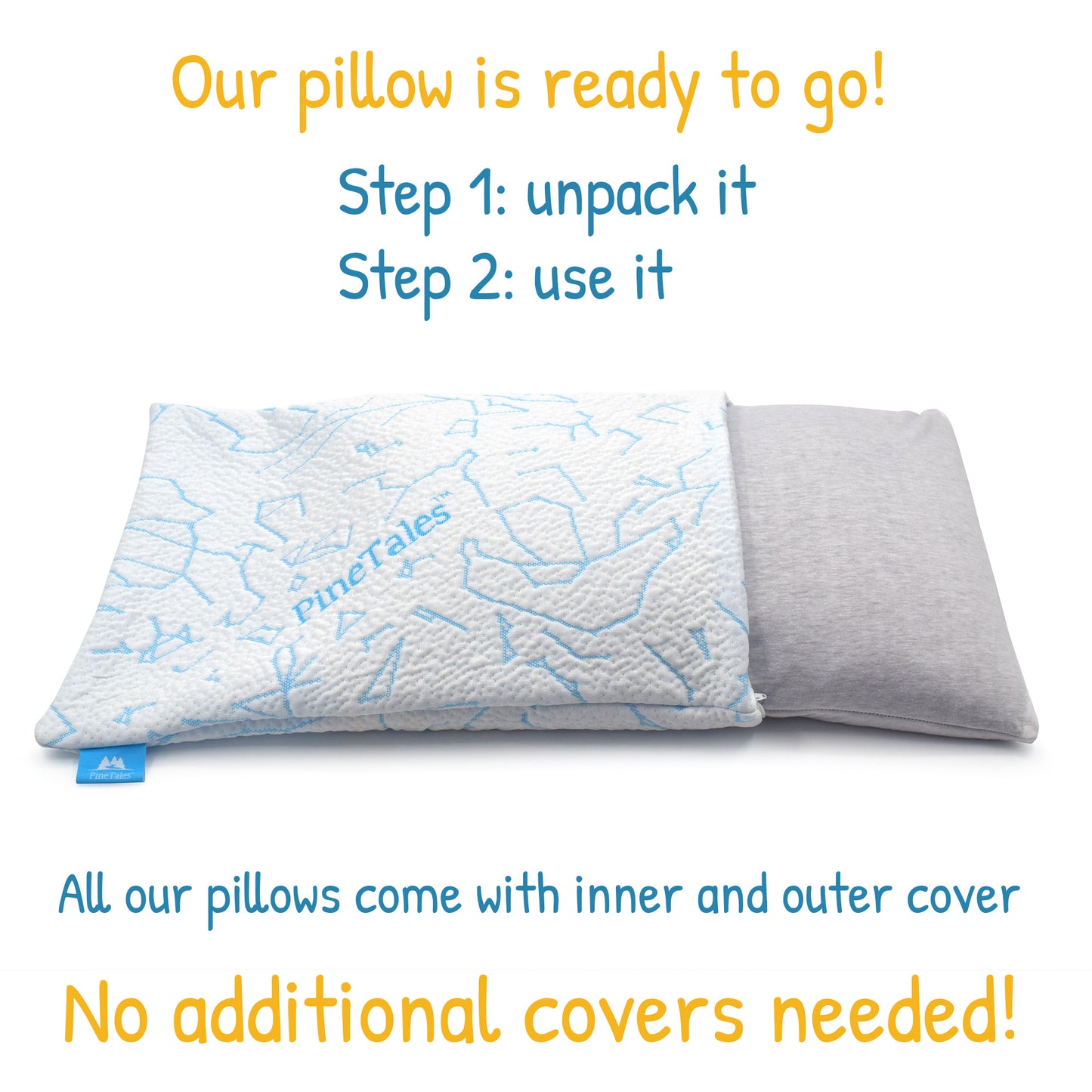 Premium Buckwheat Pillow for Hot Sleepers – Inner and Outer Pillowcases shown