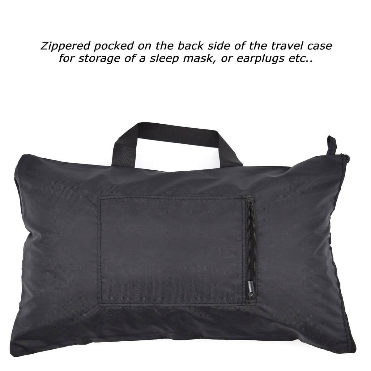 back view of the storage back that's included with pinetales travel pillow