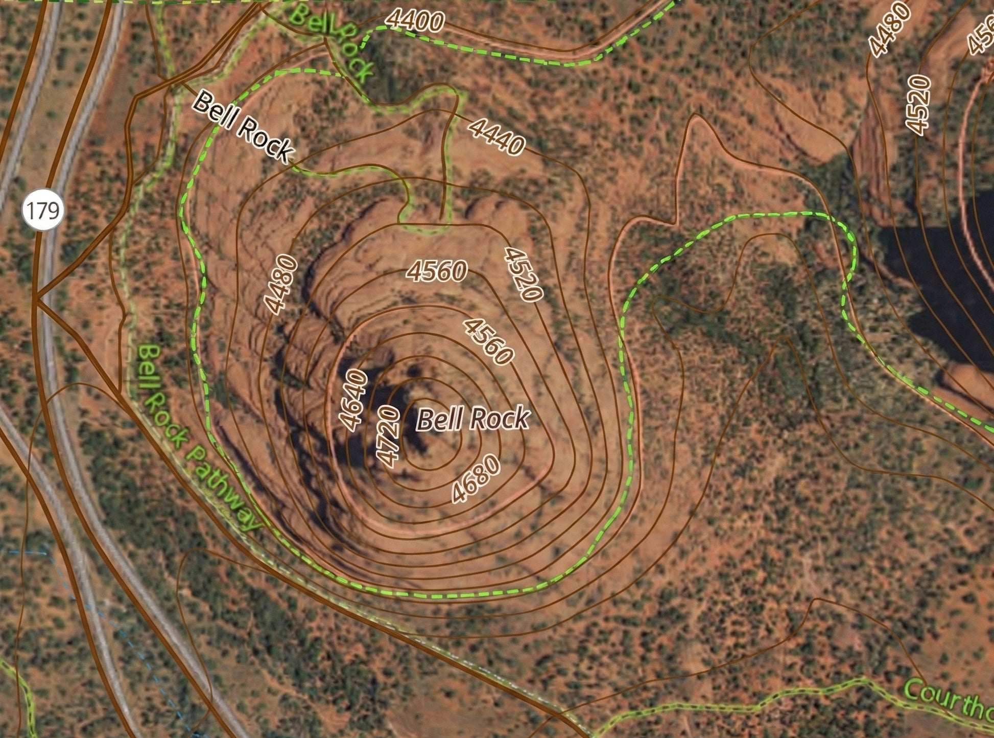 TopGraphic Satellite Image of Bell Rock Sedona
