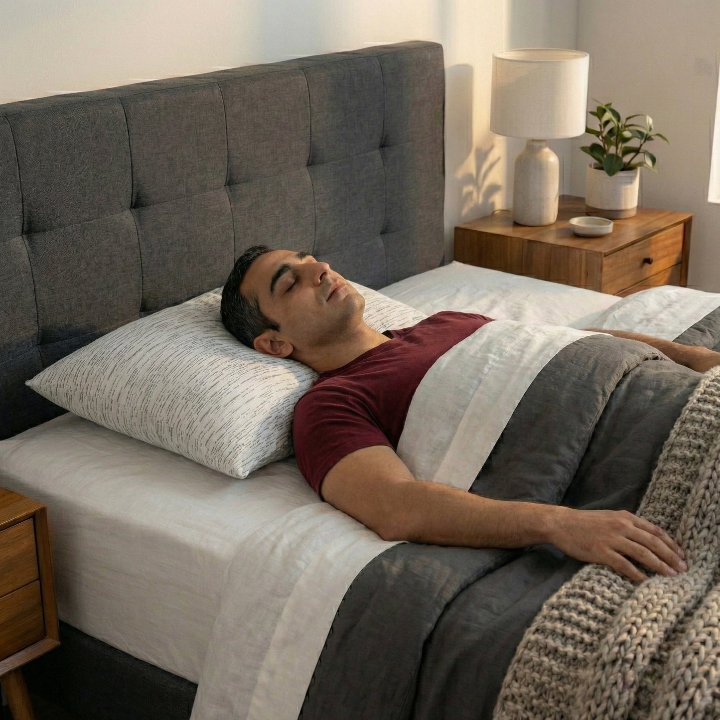 Back Sleeper on Buckwheat Pillow with Matrix Design Bamboo Cover