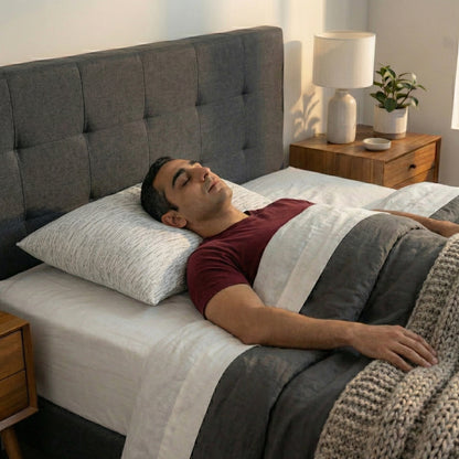 Back Sleeper on Buckwheat Pillow with Matrix Design Bamboo Cover