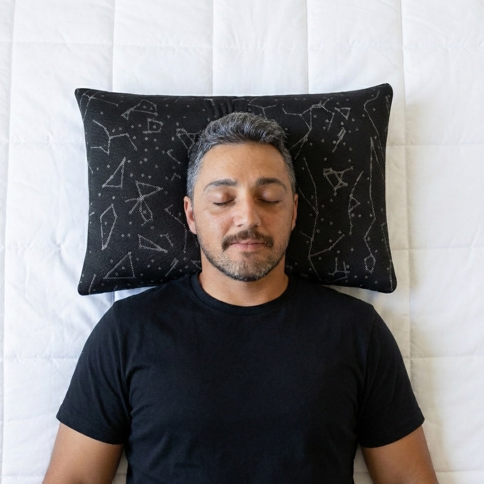 back sleeper on hybrid buckwheat pillow