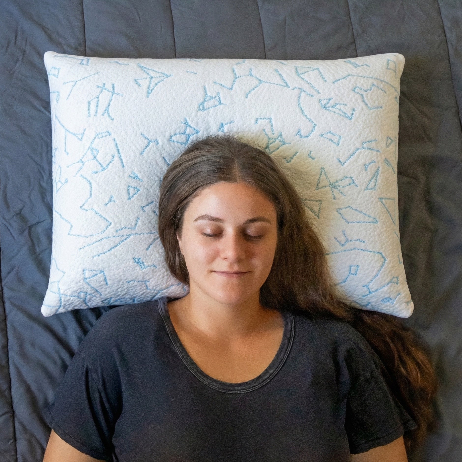 back sleeper on standard size platinum buckwheat pillow with cool-touch cover