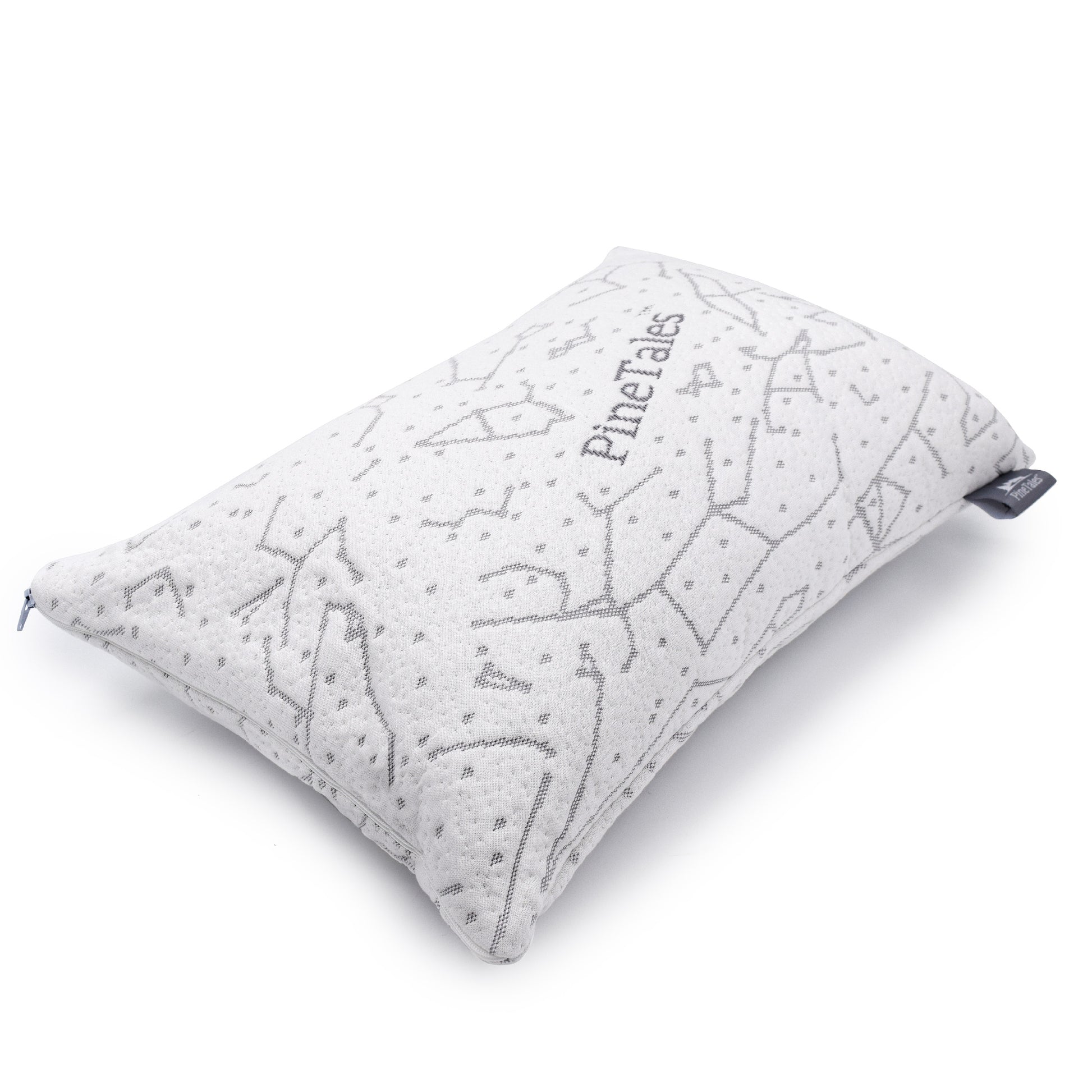 slightly angled view of the travel buckwheat pillow with galaxy design bamboo cover