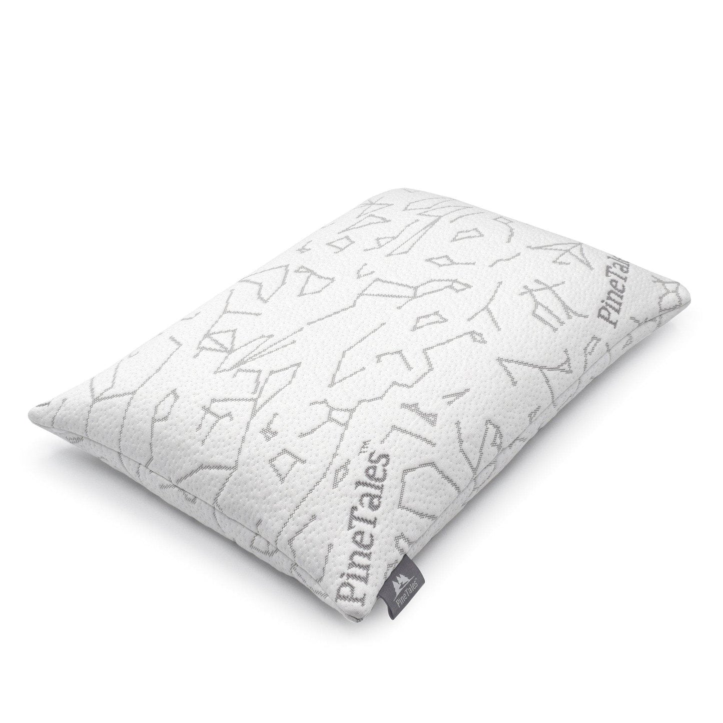 Hybrid Buckwheat and Memory Foam Pillow with Bamboo Cover - slightly angled  front view showing pillowcase design