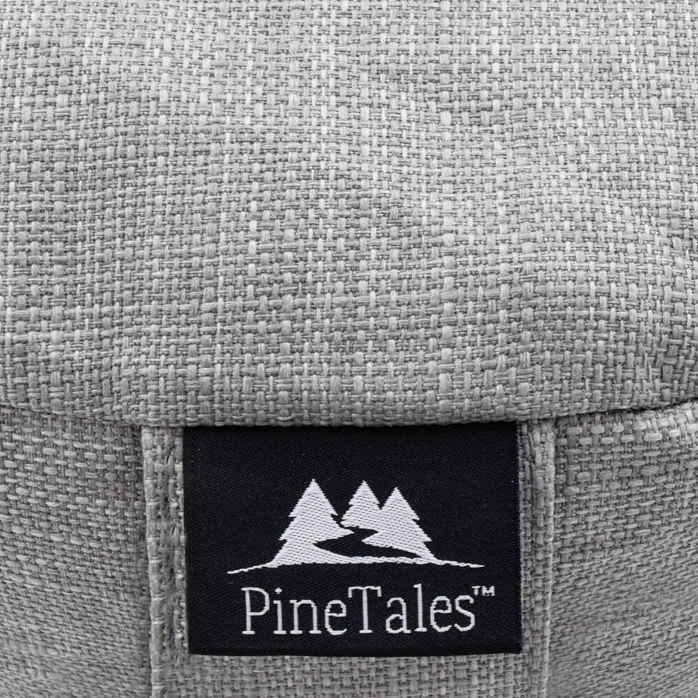 Closupe of Logo Label Traditional Meditation Pillow - PineTales