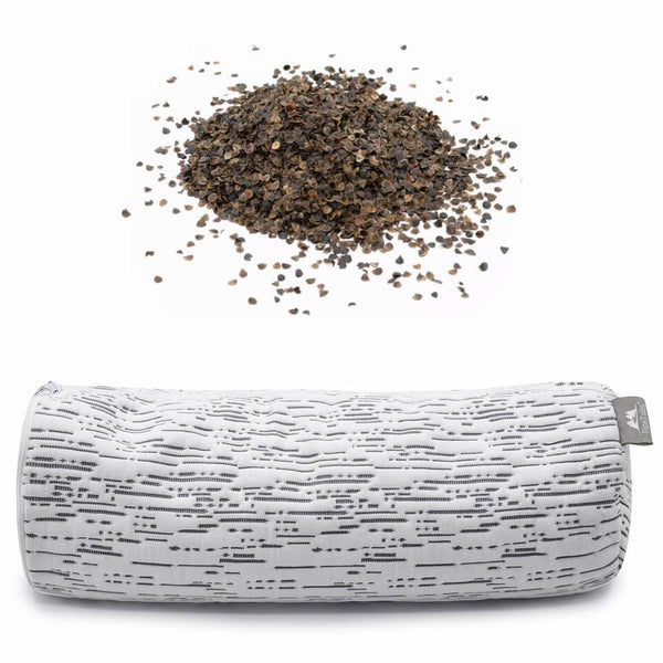 Buckwheat Neck Roll Pillow with Matrix Design Bamboo Pillowcase