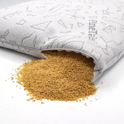 Millet Hull Pillow with Super Thick Star Constellation Design Bamboo Pillowcase - Closeup of Millet Hulls